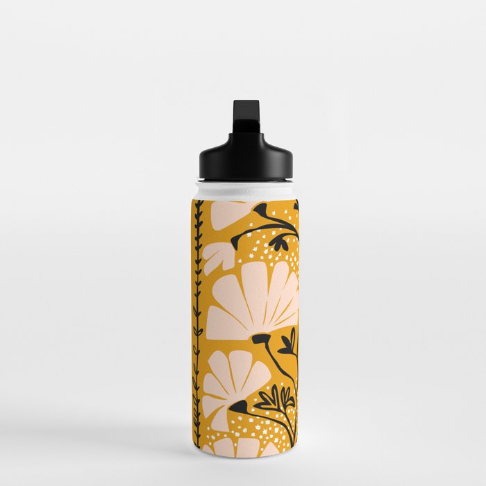 Ever blooming good vibes mustard yellow Water Bottle Gallery Image 3