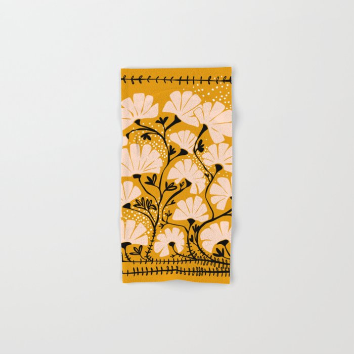 Ever blooming good vibes mustard yellow Bath Towel Gallery Image 1