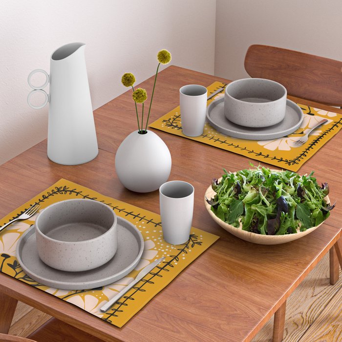 Ever blooming good vibes mustard yellow Placemat Gallery Image 2