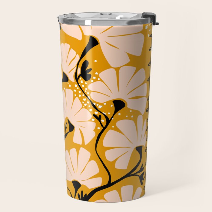 Ever blooming good vibes mustard yellow Travel Mug Gallery Image 2