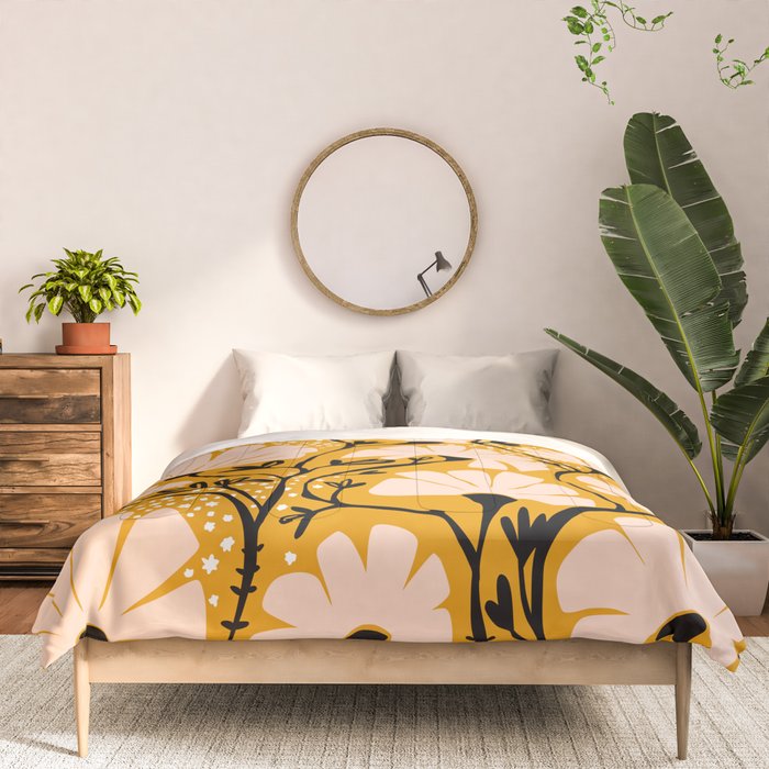 Ever blooming good vibes mustard yellow Comforter Gallery Image 3