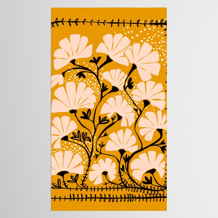 Ever blooming good vibes mustard yellow Tablecloth Gallery Image 2