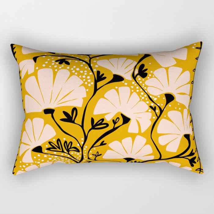 Ever blooming good vibes mustard yellow Rectangular Pillow Gallery Image 2