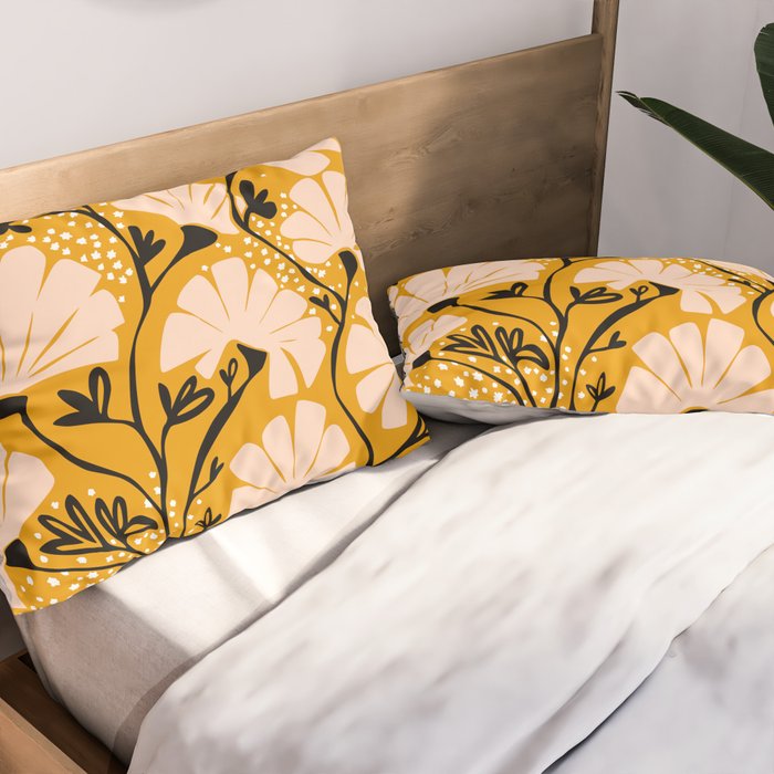 Ever blooming good vibes mustard yellow Pillow Sham Gallery Image 2