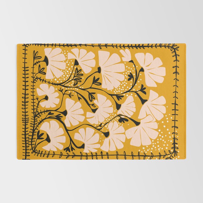 Ever blooming good vibes mustard yellow Rug Gallery Image 2