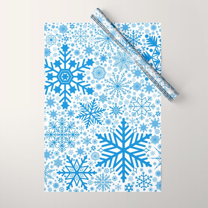 Blue Snowflakes - Light Background Wrapping Paper Gallery Image 1