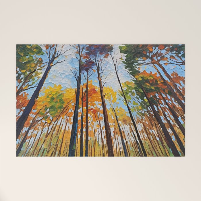 Fall Forest No2 mixed media art and home decor Welcome Mat Gallery Image 1