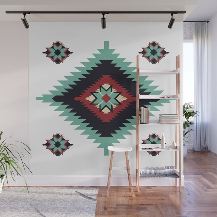 Southwest Santa Fe Geometric Tribal Indian Pattern Wall Mural Gallery Image 1