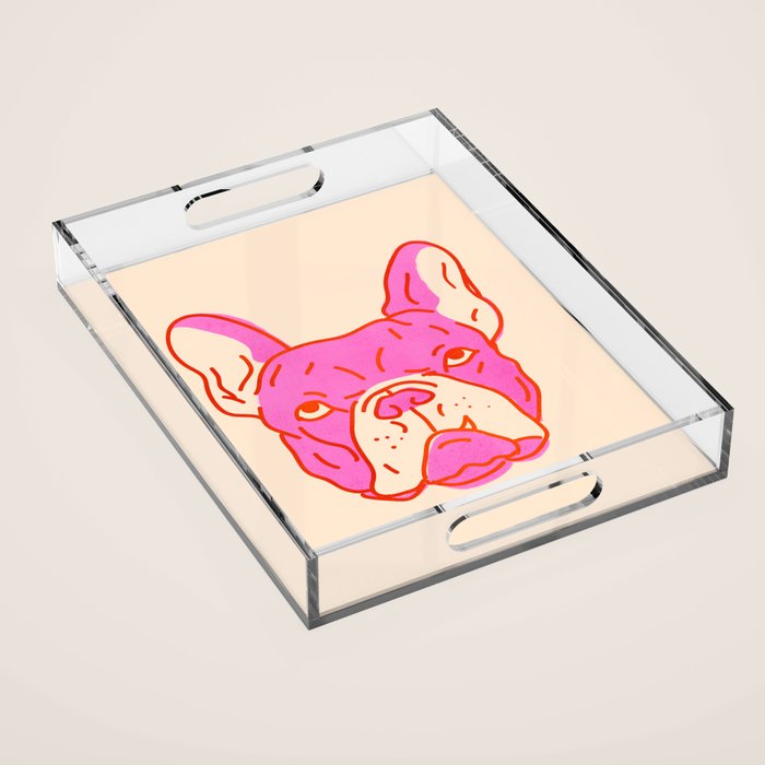 Hot Pink Bulldog Acrylic Tray Gallery Image 1