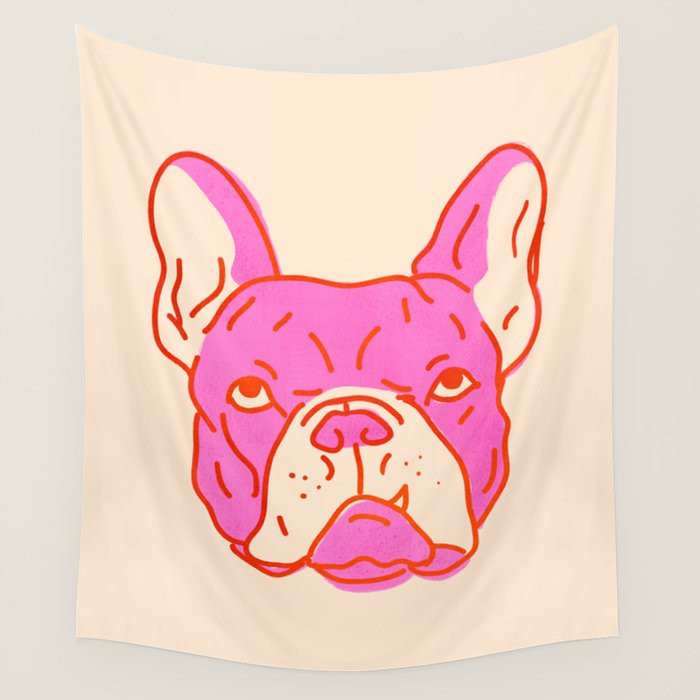 Hot Pink Bulldog Wall Tapestry Gallery Image 4