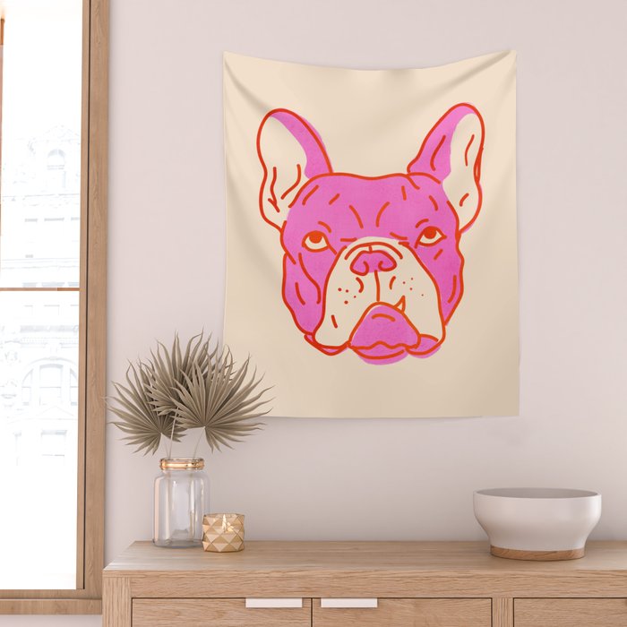 Hot Pink Bulldog Wall Tapestry Gallery Image 2