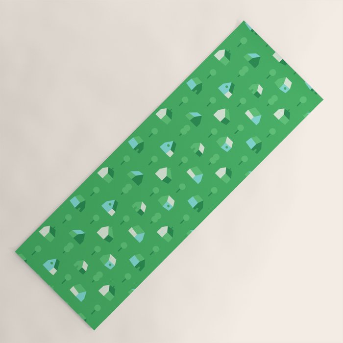 Green eco friendly house city pattern Yoga Mat Gallery Image 1
