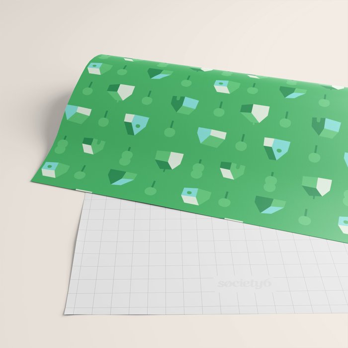 Green eco friendly house city pattern Wrapping Paper Gallery Image 2
