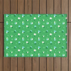 Green eco friendly house city pattern Outdoor Rug Gallery Image 1