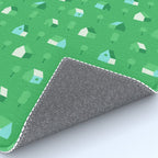 Green eco friendly house city pattern Rug Gallery Image 4