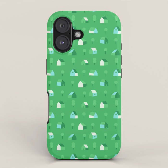 Green eco friendly house city pattern iPhone Case Gallery Image 1