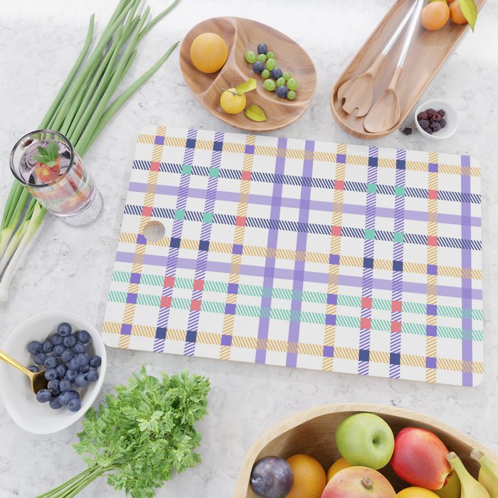 Vibrant Plaid Fusion A Cutting Board Gallery Image 2