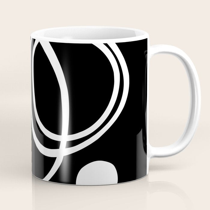 Line Art, Modern, Minimal, Black and White Coffee Mug Gallery Image 1