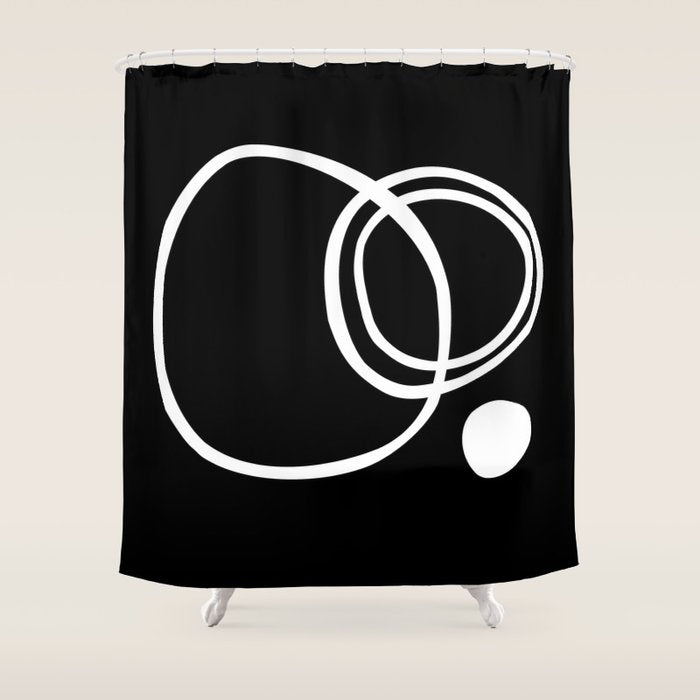 Line Art, Modern, Minimal, Black and White Shower Curtain Gallery Image 1