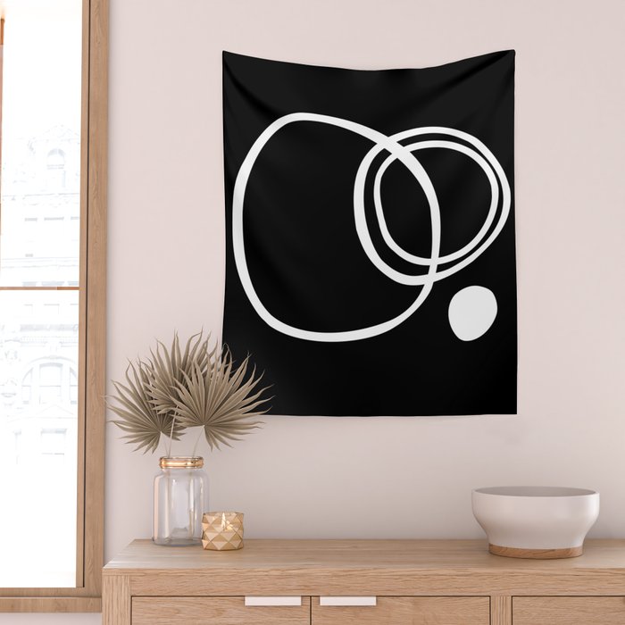 Line Art, Modern, Minimal, Black and White Wall Tapestry Gallery Image 2