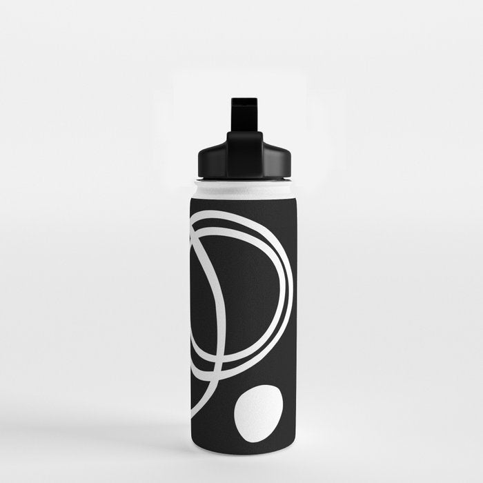 Line Art, Modern, Minimal, Black and White Water Bottle Gallery Image 2