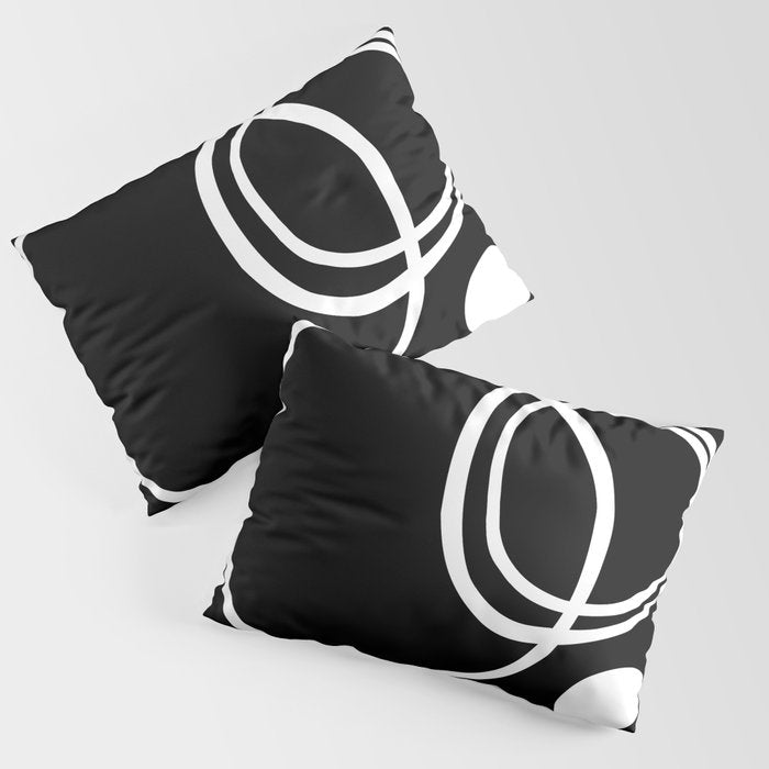 Line Art, Modern, Minimal, Black and White Pillow Sham Gallery Image 1