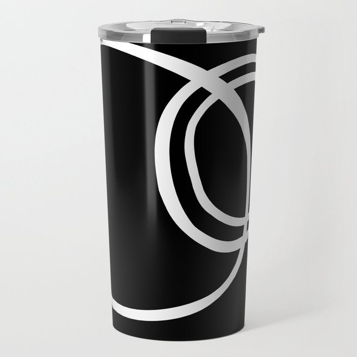 Line Art, Modern, Minimal, Black and White Travel Mug Gallery Image 1