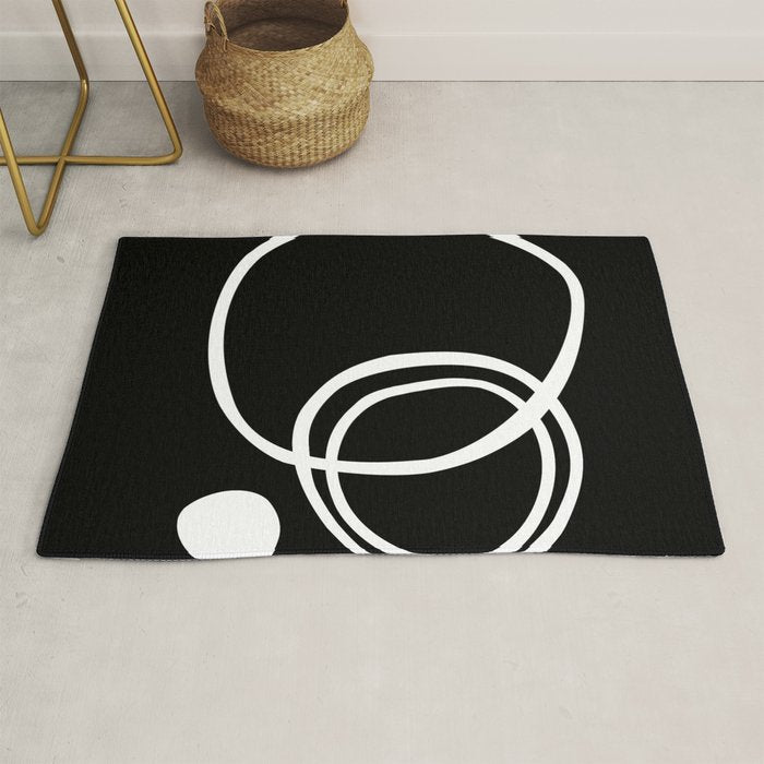 Line Art, Modern, Minimal, Black and White Rug Gallery Image 1