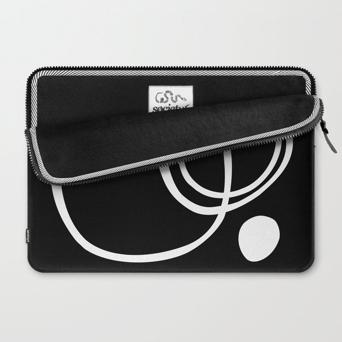 Line Art, Modern, Minimal, Black and White Laptop Sleeve Gallery Image 2