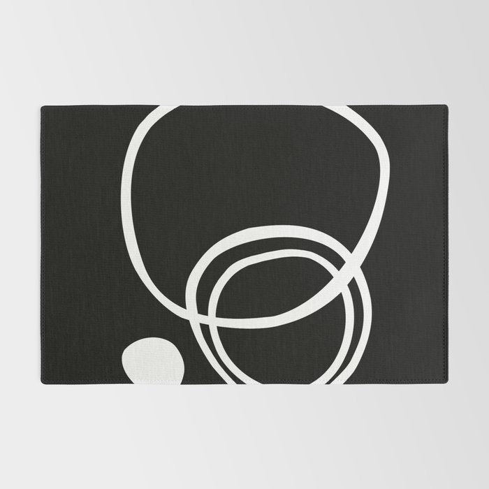 Line Art, Modern, Minimal, Black and White Rug Gallery Image 2