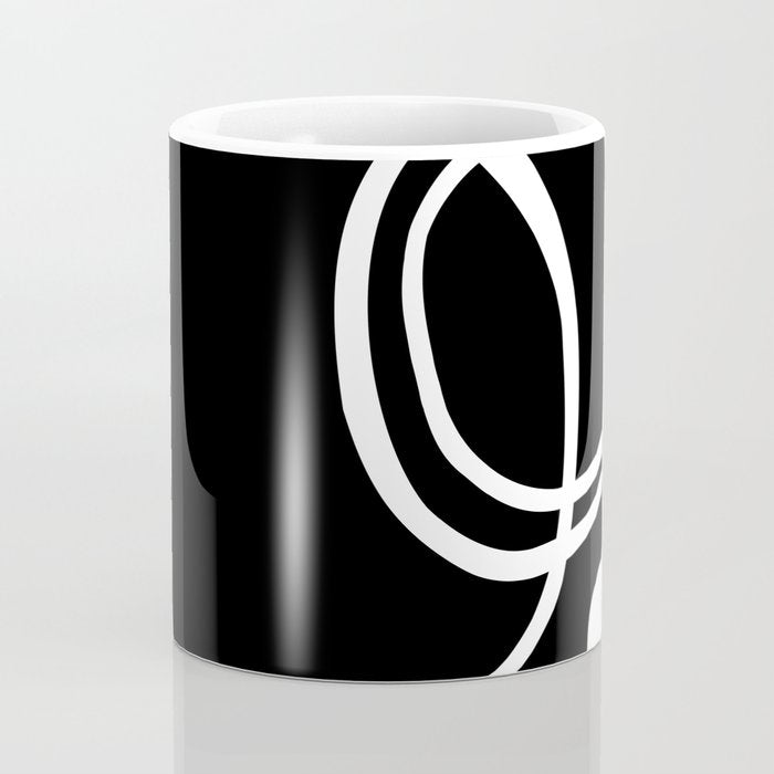 Line Art, Modern, Minimal, Black and White Coffee Mug Gallery Image 4