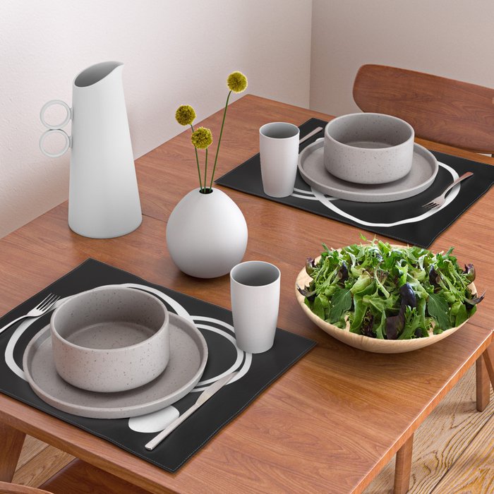 Line Art, Modern, Minimal, Black and White Placemat Gallery Image 2