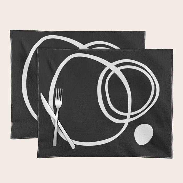 Line Art, Modern, Minimal, Black and White Placemat Gallery Image 1