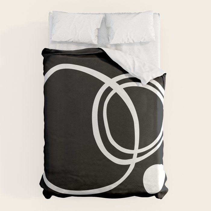 Line Art, Modern, Minimal, Black and White Duvet Cover Gallery Image 1