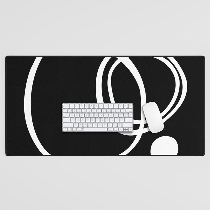 Line Art, Modern, Minimal, Black and White Desk Mat Gallery Image 1
