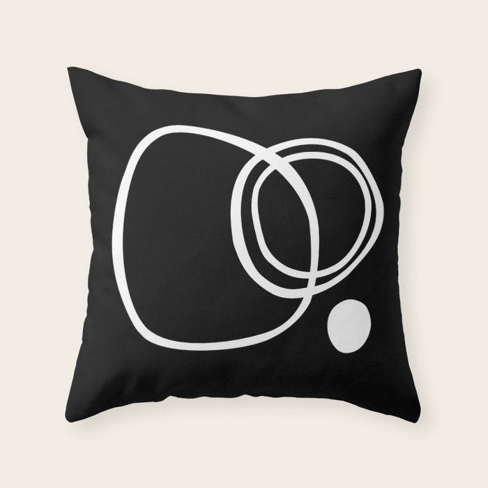 Line Art, Modern, Minimal, Black and White Throw Pillow Gallery Image 1