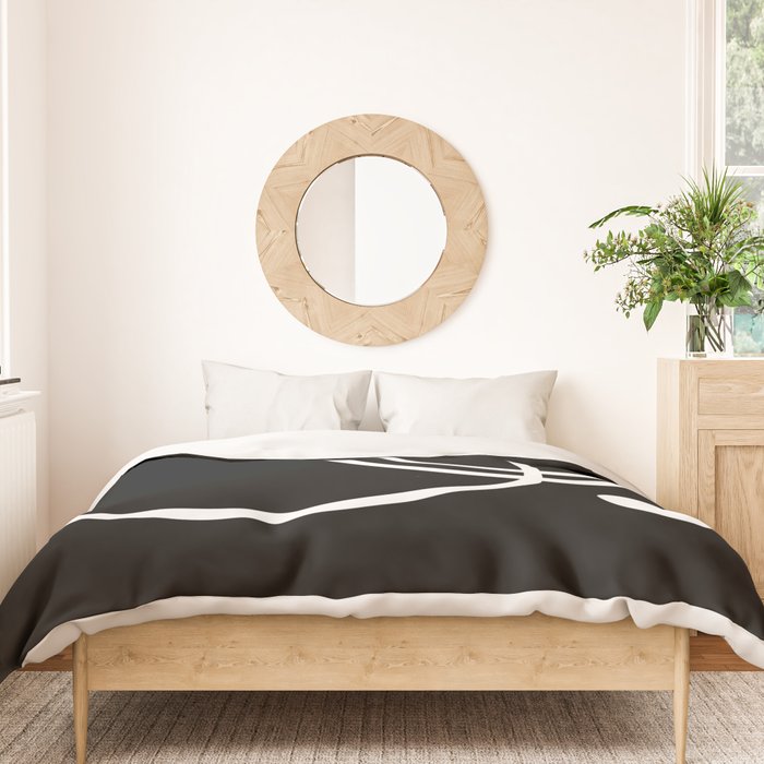 Line Art, Modern, Minimal, Black and White Duvet Cover Gallery Image 3