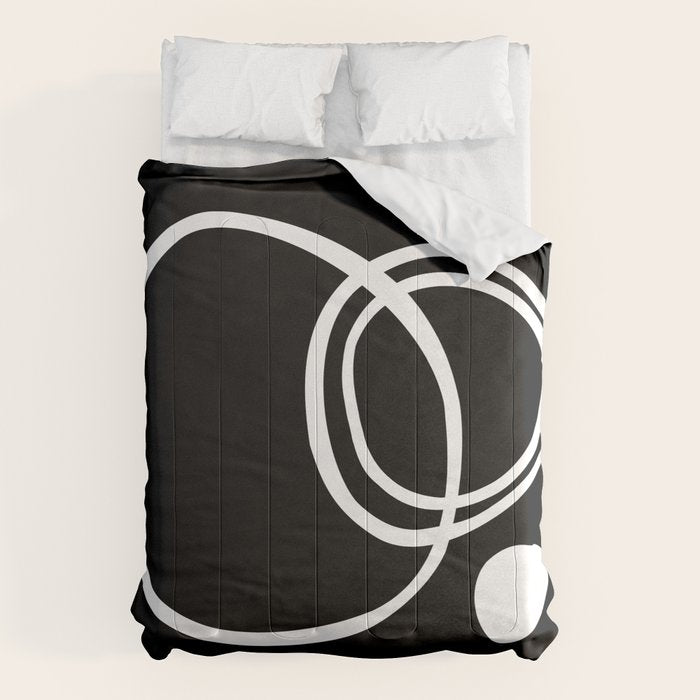 Line Art, Modern, Minimal, Black and White Comforter Gallery Image 1