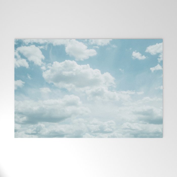 Soft Blue Clouds #2 #clouds #wall #art #society6 Welcome Mat Gallery Image 1