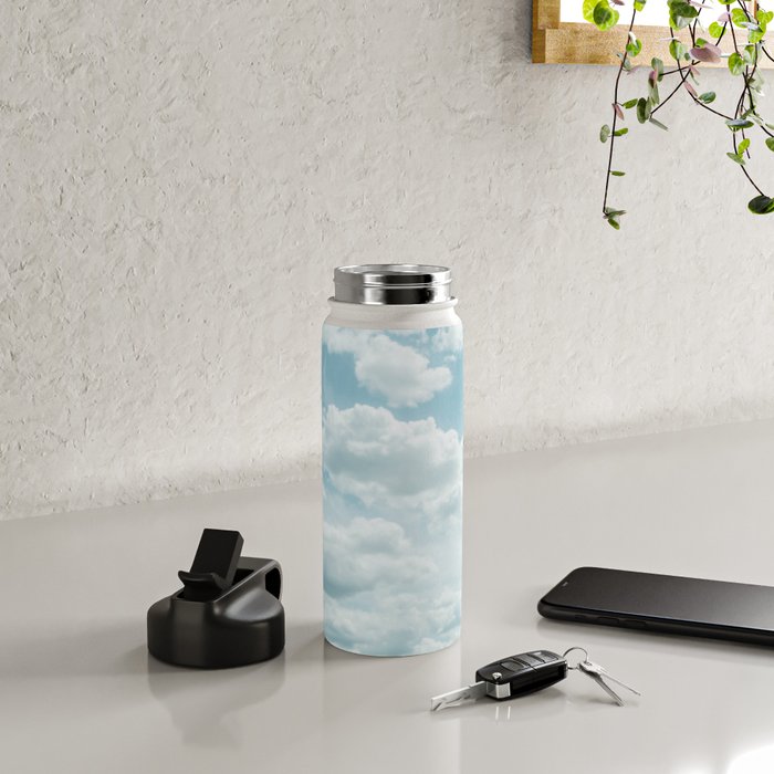 Soft Blue Clouds #2 #clouds #wall #art #society6 Water Bottle Gallery Image 4