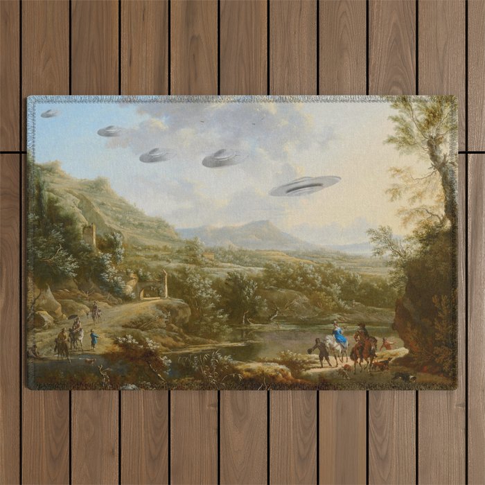They were here all along / UFO in countryside Outdoor Rug Gallery Image 1