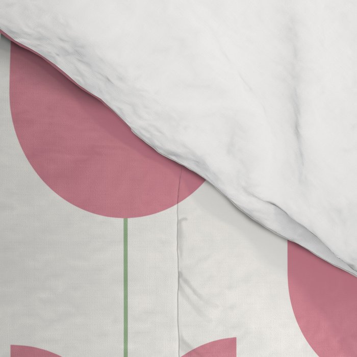 Spring Tulips VII Pink Mid Century Flowers Comforter Gallery Image 4