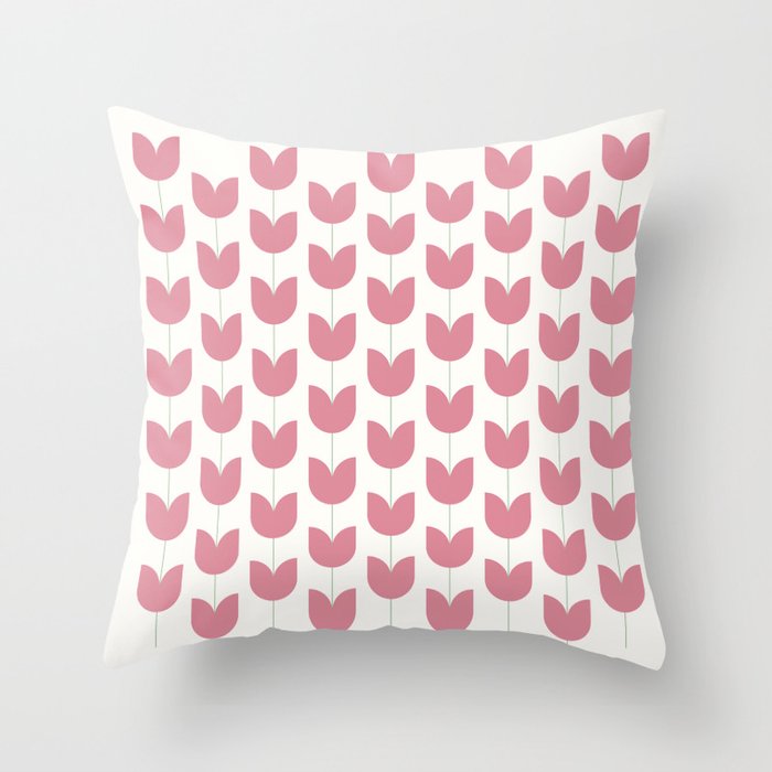 Spring Tulips VII Pink Mid Century Flowers Throw Pillow Gallery Image 6