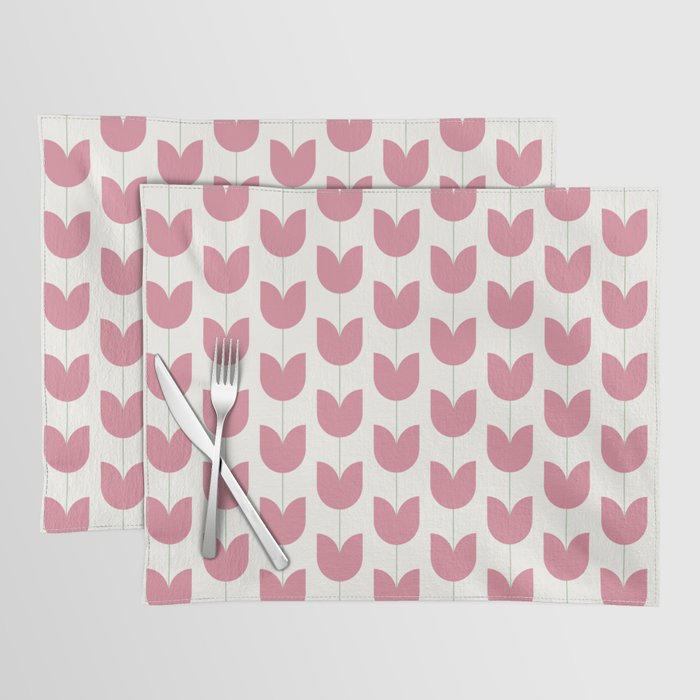 Spring Tulips VII Pink Mid Century Flowers Placemat Gallery Image 1