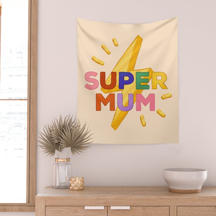 Retro Super Mum  Wall Tapestry Gallery Image 2