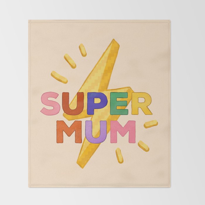 Retro Super Mum  Throw Blanket Gallery Image 2