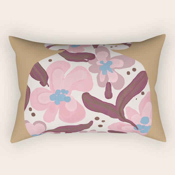 Blush Folk Floral Vase Rectangular Pillow Gallery Image 1