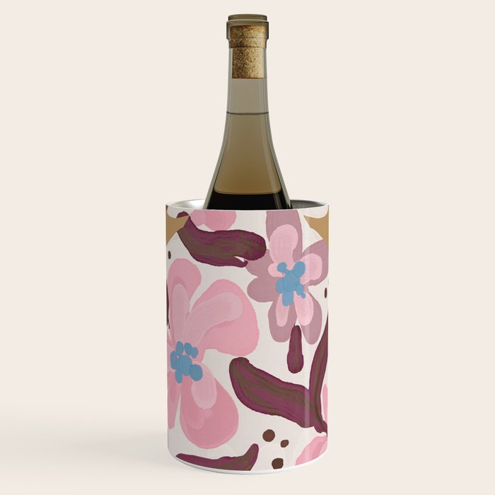 Blush Folk Floral Vase Wine Chiller Gallery Image 1