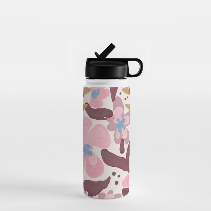 Blush Folk Floral Vase Water Bottle Gallery Image 1