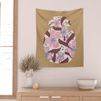 Blush Folk Floral Vase Wall Tapestry Gallery Image 2